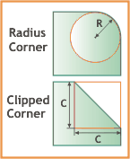 Radius and clipped corners defined
