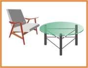 Beveled circular coffee table tops