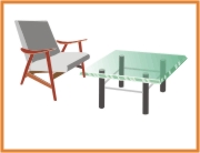 Beveled rectangular coffee table tops