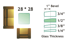 28" square, 1/2 " thick, clear glass rectangle with 1" beveled edge