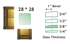 28" square, 3/8 " thick, clear glass rectangle with 1" beveled edge