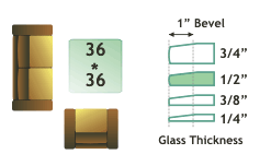 >36" square, 3/8 " thick, clear glass rectangle with 1" beveled edge